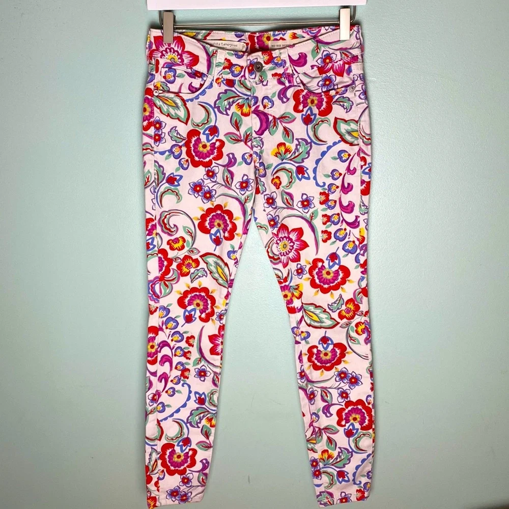 Pilcro & the Letterpress by Anthropologie Floral Mid-rise Skinny Jeans S… - Picture 2 of 11